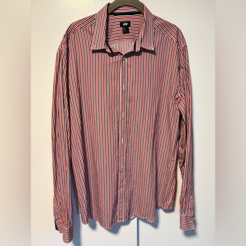 H&M Red and Blue Striped Top